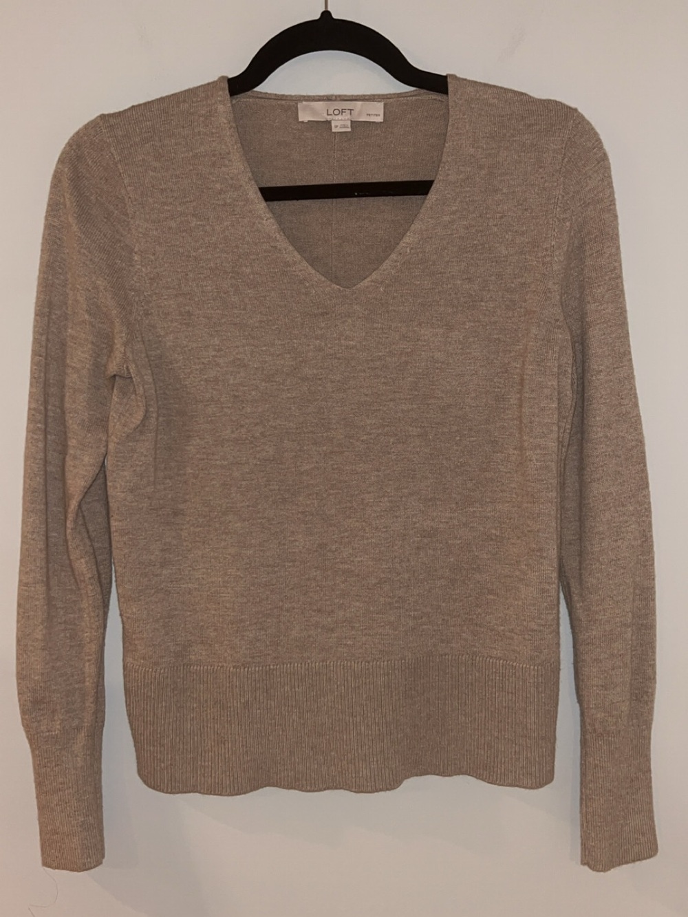 LOFT V-Neck Sweater in Light Taupe NWOT